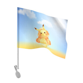 Флаг для автомобиля с принтом Пикачу с пледом в Петрозаводске, 100% полиэстер | Размер: 30*21 см | anime | picachu | pikachu | аниме | милый | пика | пикачу | покебол | покемон