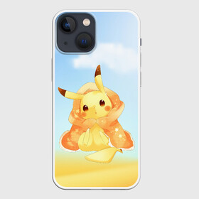 Чехол для iPhone 13 mini с принтом Пикачу с пледом в Петрозаводске,  |  | anime | picachu | pikachu | аниме | милый | пика | пикачу | покебол | покемон