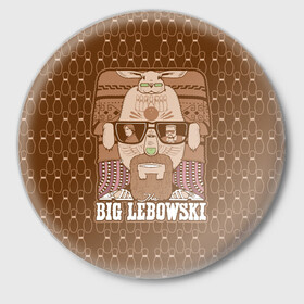 Значок с принтом The Big Lebowski в Петрозаводске,  металл | круглая форма, металлическая застежка в виде булавки | donny | dude | jeff bridges | the big lebowski | walter sobchak | большой лебовский | боулинг | вальтер собчак | джефф бриджес | донни | заяц | кегли | кролик | фильм | чувак