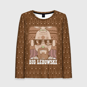 Женский лонгслив 3D с принтом The Big Lebowski в Петрозаводске, 100% полиэстер | длинные рукава, круглый вырез горловины, полуприлегающий силуэт | donny | dude | jeff bridges | the big lebowski | walter sobchak | большой лебовский | боулинг | вальтер собчак | джефф бриджес | донни | заяц | кегли | кролик | фильм | чувак