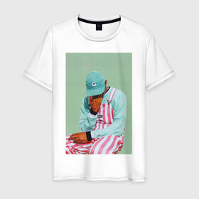 Мужская футболка хлопок с принтом Tyler The Creator в Петрозаводске, 100% хлопок | прямой крой, круглый вырез горловины, длина до линии бедер, слегка спущенное плечо. | golf | рэп | тайлер | хип хоп