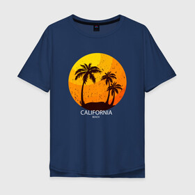 Мужская футболка хлопок Oversize с принтом Лето, пальмы, Калифорния в Петрозаводске, 100% хлопок | свободный крой, круглый ворот, “спинка” длиннее передней части | beach | california | club | palm | party | sea | summer | tropical | вечеринка | волны | жара | калифорния | летние | лето | море | пальмы | пляж | тропический
