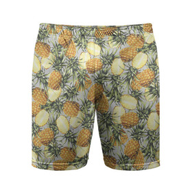 Мужские шорты спортивные с принтом ананасы в Петрозаводске,  |  | ананас | бесшовный | в разрезе | много ананасов | половинка ананаса | сочный