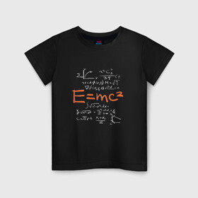 Детская футболка хлопок с принтом Формула относительности E=MC2 в Петрозаводске, 100% хлопок | круглый вырез горловины, полуприлегающий силуэт, длина до линии бедер | albert einstein | formula | physics | альберт эйнштейн | график | графики | закон взаимосвязи массы и энергии | математические формулы | немецкий физик | нобелевская | общая теория относительности