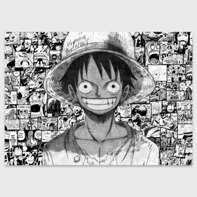 Поздравительная открытка с принтом Луфи улыбается one piece в Петрозаводске, 100% бумага | плотность бумаги 280 г/м2, матовая, на обратной стороне линовка и место для марки
 | Тематика изображения на принте: anime | luffy | one piece | zoro | аниме | большой куш | ван пис | вон пис | зоро | луфи | луффи | пират | пираты | ророна