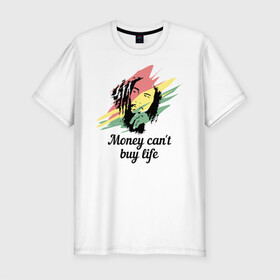 Мужская футболка хлопок Slim с принтом Bob Marley в Петрозаводске, 92% хлопок, 8% лайкра | приталенный силуэт, круглый вырез ворота, длина до линии бедра, короткий рукав | Тематика изображения на принте: bob marley | reggae | боб марли | регги