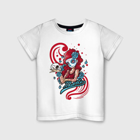 Детская футболка хлопок с принтом Санта Муэрте в Петрозаводске, 100% хлопок | круглый вырез горловины, полуприлегающий силуэт, длина до линии бедер | девушка | иллюстрация | муэрте | череп