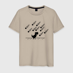 Мужская футболка хлопок с принтом Гугл дино в Петрозаводске, 100% хлопок | прямой крой, круглый вырез горловины, длина до линии бедер, слегка спущенное плечо. | гугл | динозавр | испуганный | метеориты | хром