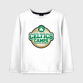 Детский лонгслив хлопок с принтом Celtics Camps в Петрозаводске, 100% хлопок | круглый вырез горловины, полуприлегающий силуэт, длина до линии бедер | Тематика изображения на принте: basketball | boston | celtics | game | nba | sport | streetball | баскетбол | баскетболист | бостон | игра | игрок | мяч | нба | селтикс | спорт | стритбол | тренер