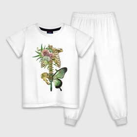 Детская пижама хлопок с принтом Внутренний мир в Петрозаводске, 100% хлопок |  брюки и футболка прямого кроя, без карманов, на брюках мягкая резинка на поясе и по низу штанин
 | Тематика изображения на принте: art | бабочка | иллюстрация | скелет | цветы