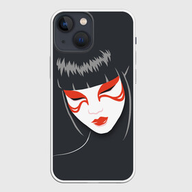 Чехол для iPhone 13 mini с принтом Японка в Петрозаводске,  |  | девушка | лицо | портрет | философия | япония | японка