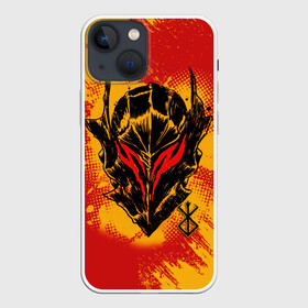 Чехол для iPhone 13 mini с принтом БЕРСЕРК маска и лого в Петрозаводске,  |  | anime | berserk | аниме | берсерк | бесерк | гатс | манга | мультфильм