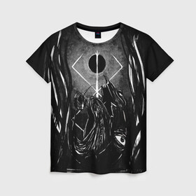 Женская футболка 3D с принтом БЕРСЕРК рисунок в Петрозаводске, 100% полиэфир ( синтетическое хлопкоподобное полотно) | прямой крой, круглый вырез горловины, длина до линии бедер | anime | berserk | аниме | берсерк | бесерк | гатс | манга | мультфильм