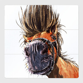 Магнитный плакат 3Х3 с принтом Лошадь  в Петрозаводске, Полимерный материал с магнитным слоем | 9 деталей размером 9*9 см | animal | animalistic | art | character | drawing | illustration | print | арт | животные | лошадь | принт