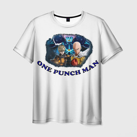 Мужская футболка 3D с принтом ВанПачМен в Петрозаводске, 100% полиэфир | прямой крой, круглый вырез горловины, длина до линии бедер | one punch man | аниме | в топе | в тренде | ван пач мен