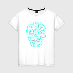 Женская футболка хлопок с принтом Череп сюрреализм в Петрозаводске, 100% хлопок | прямой крой, круглый вырез горловины, длина до линии бедер, слегка спущенное плечо | skull | сюрреализм | хипстер | череп | черепушка