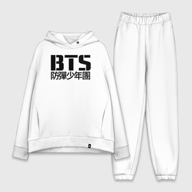 Женский костюм хлопок Oversize с принтом BTS в Петрозаводске,  |  | bts | bts army | k pop | k pop band | logo | love bts | minimalistic | бтс | кей поп | лого