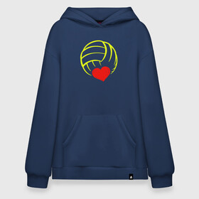 Худи SuperOversize хлопок с принтом Volleyball Heart в Петрозаводске, 70% хлопок, 30% полиэстер, мягкий начес внутри | карман-кенгуру, эластичная резинка на манжетах и по нижней кромке, двухслойный капюшон
 | Тематика изображения на принте: ball | beach | game | heart | love | sport | volley | volleyball | волейбол | волейболист | волейболистка | гол | игра | игрок | мяч | площадка | пляж | пляжный | победа | сердце | сетка | спорт | тренер | чемпион