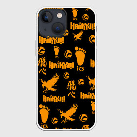 Чехол для iPhone 13 mini с принтом Haikyu | ВОЛЕЙБОЛ элементы в Петрозаводске,  |  | anime | haikyu | haikyuu | karasuno | manga | аниме | волейбол | волейбольный клуб | вороны | иероглифы | карасуно | мазаика | манга | много элементов | мячи | некома | нога | старшая школа | ступня | хаику | хаикую