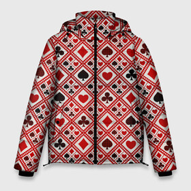 Мужская зимняя куртка 3D с принтом Картёжник в Петрозаводске, верх — 100% полиэстер; подкладка — 100% полиэстер; утеплитель — 100% полиэстер | длина ниже бедра, свободный силуэт Оверсайз. Есть воротник-стойка, отстегивающийся капюшон и ветрозащитная планка. 

Боковые карманы с листочкой на кнопках и внутренний карман на молнии. | 777 | cards | casino | chips | flash | fortune | game | joker | luck | omaha | poker | roulette | straight | texas holdem | tournament | азарт | джокер | игра | казино | карты | омаха | покер | рулетка | стрит | техасский холдэм | турнир | удача | фишки |