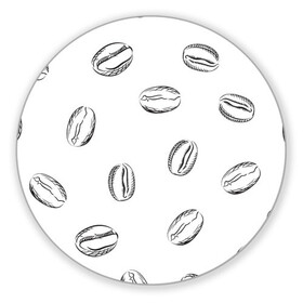Коврик для мышки круглый с принтом Кофейные зёрна в Петрозаводске, резина и полиэстер | круглая форма, изображение наносится на всю лицевую часть | coffe | арт | зёрна | иллюстрация | кофе
