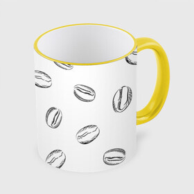Кружка с принтом Кофейные зёрна в Петрозаводске, керамика | ёмкость 330 мл | Тематика изображения на принте: coffe | арт | зёрна | иллюстрация | кофе