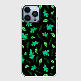 Чехол для iPhone 13 Pro Max с принтом Листопад в Петрозаводске,  |  | green | leaves | nature | summer | trees | tropical | ветки | вечер | деревья | зеленые листья | зеленый узор | зелень | камуфляж | клен | лепестки | лес | летний принт | лето | листва | листопад | листья | ночь | осень