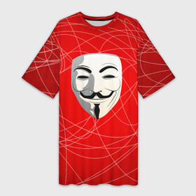 Платье-футболка 3D с принтом Маска Гая Фокса в Петрозаводске,  |  | anonimus | аноним | анонимус | гай | защита | маска | фокс