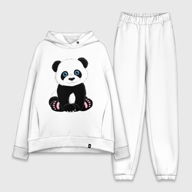 Женский костюм хлопок Oversize с принтом Милая панда в Петрозаводске,  |  | маленькая панда | медвежонок | панда | черно белый медведь