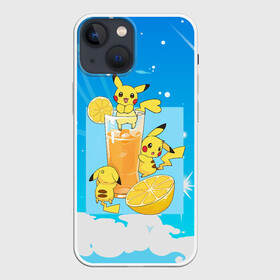 Чехол для iPhone 13 mini с принтом Пикачу в лимонаде в Петрозаводске,  |  | anime | picachu | pikachu | аниме | милый | пика | пикачу | покебол | покемон