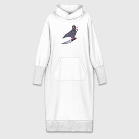 Платье удлиненное хлопок с принтом Опасный голубь в Петрозаводске,  |  | Тематика изображения на принте: голубь | крылья | нож | перья | полёт | птица | червяк