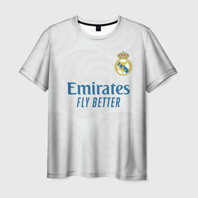 Мужская футболка 3D с принтом Бензема Реал Мадрид 2021/2022 в Петрозаводске, 100% полиэфир | прямой крой, круглый вырез горловины, длина до линии бедер | 2021 | 2022 | benzema | karim | madrid | real | бензема | испания | карим бензема | мадрид | новая | реал | реал мадрид | форма | футбол