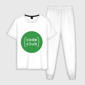 Мужская пижама хлопок с принтом Code Club в Петрозаводске, 100% хлопок | брюки и футболка прямого кроя, без карманов, на брюках мягкая резинка на поясе и по низу штанин
 | admin | club. it | code | programmer | админ | айти | ит | программист