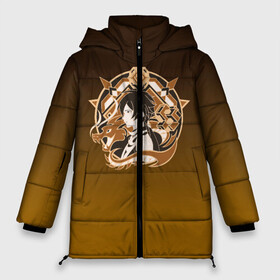 Женская зимняя куртка Oversize с принтом Genshin Impact - Zhongli в Петрозаводске, верх — 100% полиэстер; подкладка — 100% полиэстер; утеплитель — 100% полиэстер | длина ниже бедра, силуэт Оверсайз. Есть воротник-стойка, отстегивающийся капюшон и ветрозащитная планка. 

Боковые карманы с листочкой на кнопках и внутренний карман на молнии | anime | game | gamer | genshin | genshin impact | genshin zhongli | impact | zhongli | аниме | архонт | геншин | геншин дед | геншин джун ли | геншин импакт | гео | гео архонт | дед | джон ли | джун ли | джунли | импакт | ли юэ | 