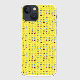 Чехол для iPhone 13 mini с принтом SpongeBobs facial expressions в Петрозаводске,  |  | глаза | губка боб | лица | нос | рот | спанч боб