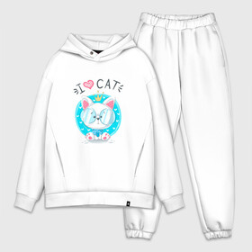 Мужской костюм хлопок OVERSIZE с принтом Я люблю кота в Петрозаводске,  |  | cat | kawaii | kitten | kitty | блатной | кот | котенок | котик | кошачьи | кошка | милый