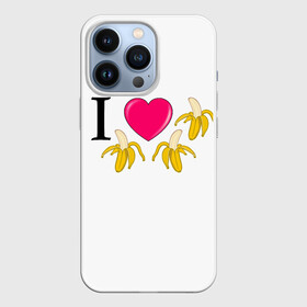Чехол для iPhone 13 Pro с принтом I LOVE BANANAS в Петрозаводске,  |  | бананы | иностранные | любовь | надписи | приколы | слова | юмор