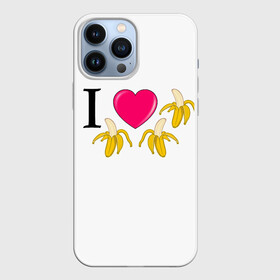 Чехол для iPhone 13 Pro Max с принтом I LOVE BANANAS в Петрозаводске,  |  | бананы | иностранные | любовь | надписи | приколы | слова | юмор