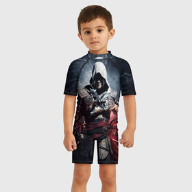 Детский купальный костюм 3D с принтом Assassins Creed 4 Black Flag в Петрозаводске, Полиэстер 85%, Спандекс 15% | застежка на молнии на спине | black flag | игра | кенуэй | черный флаг | эдвард