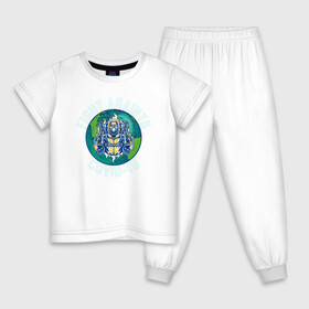 Детская пижама хлопок с принтом Fight Against C19 в Петрозаводске, 100% хлопок |  брюки и футболка прямого кроя, без карманов, на брюках мягкая резинка на поясе и по низу штанин
 | Тематика изображения на принте: covid | figth | иллюстрация | ковид | человек
