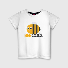 Детская футболка хлопок с принтом Bee Cool в Петрозаводске, 100% хлопок | круглый вырез горловины, полуприлегающий силуэт, длина до линии бедер | Тематика изображения на принте: cool | арт | иллюстрация | насекомое | пчела