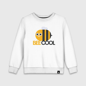 Детский свитшот хлопок с принтом Bee Cool в Петрозаводске, 100% хлопок | круглый вырез горловины, эластичные манжеты, пояс и воротник | Тематика изображения на принте: cool | арт | иллюстрация | насекомое | пчела