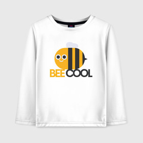 Детский лонгслив хлопок с принтом Bee Cool в Петрозаводске, 100% хлопок | круглый вырез горловины, полуприлегающий силуэт, длина до линии бедер | Тематика изображения на принте: cool | арт | иллюстрация | насекомое | пчела