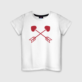 Детская футболка хлопок с принтом Любовные стрелы в Петрозаводске, 100% хлопок | круглый вырез горловины, полуприлегающий силуэт, длина до линии бедер | Тематика изображения на принте: art | lover | иллюстрация | сердце | стрелы