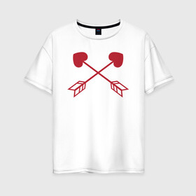 Женская футболка хлопок Oversize с принтом Любовные стрелы в Петрозаводске, 100% хлопок | свободный крой, круглый ворот, спущенный рукав, длина до линии бедер
 | art | lover | иллюстрация | сердце | стрелы