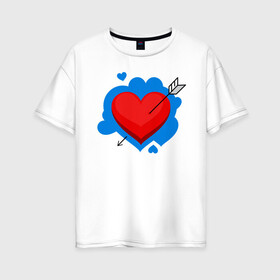 Женская футболка хлопок Oversize с принтом Влюбленное сердце в Петрозаводске, 100% хлопок | свободный крой, круглый ворот, спущенный рукав, длина до линии бедер
 | art | влюбленные | иллюстрация | сердце | стрела