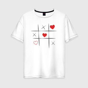 Женская футболка хлопок Oversize с принтом Крестики сердечки в Петрозаводске, 100% хлопок | свободный крой, круглый ворот, спущенный рукав, длина до линии бедер
 | art | игра | иллюстрация | крестики | сердечки