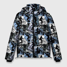 Мужская зимняя куртка 3D с принтом SPORT в Петрозаводске, верх — 100% полиэстер; подкладка — 100% полиэстер; утеплитель — 100% полиэстер | длина ниже бедра, свободный силуэт Оверсайз. Есть воротник-стойка, отстегивающийся капюшон и ветрозащитная планка. 

Боковые карманы с листочкой на кнопках и внутренний карман на молнии. | biker | bmx | extreme | motocross | motox | mx | racing | байкер | велик | велогонки | велокросс | велосипед | велосипедный спорт | велоспорт | горный велоспорт | железный конь | кросс | мотоспорт | скорость