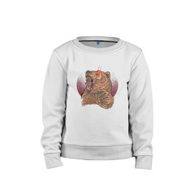Детский свитшот хлопок с принтом Злой медведь в Петрозаводске, 100% хлопок | круглый вырез горловины, эластичные манжеты, пояс и воротник | bear | grizzly | kuma | гриззли | гризли | грозный | крутой | медведь | медвежонок | мишка