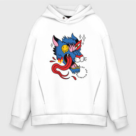 Мужское худи Oversize хлопок с принтом Trippy Surreal Wolf Tatto в Петрозаводске, френч-терри — 70% хлопок, 30% полиэстер. Мягкий теплый начес внутри —100% хлопок | боковые карманы, эластичные манжеты и нижняя кромка, капюшон на магнитной кнопке | demon | fashion | halloween | horror | melted | oldschoo | strange | tongue | werewolf | you are distorted | волк | волчара | демон | искажение | мистика | мода | мрачный | оборотень | олдскул | радуга | расплавленный смайл | ты искажённый | ужасы